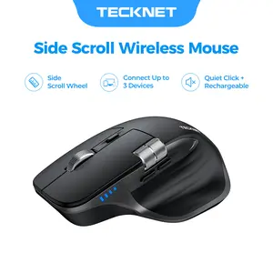 TECKNET Wireless Mouse, Bluetooth Mouse (BT5.3/5.0 & 2.4G) Rechargeable Ergonomic Optical Mouse with 6 Adjustable DPI, Side Scroll, Quiet Clicks, USB A Receiver, 7 Buttons, Wide Compatibility,Father's Day Gift