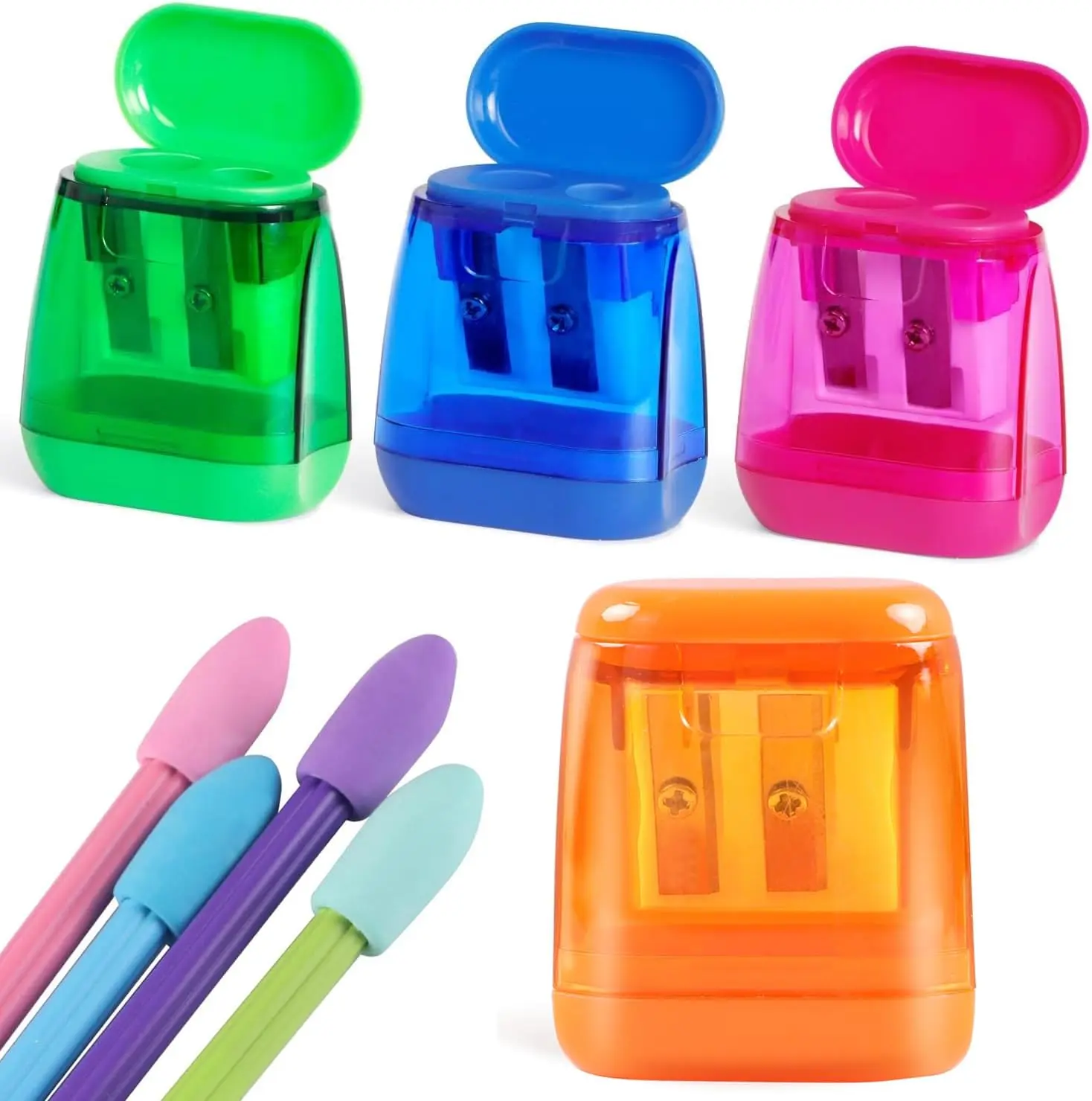 Set with 4 Pencil Top Erasers • School, Office & Art