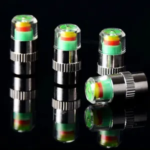 4 Pcs Car Auto Tire Pressure Monitor Valve Stem Caps Sensor Indicator Warn PSI 32-35 PSI Chromed Metal PC Green Yellow Red Alert System