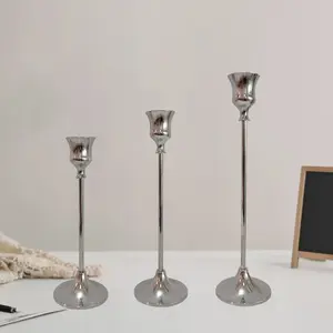 Elegant Silver Color Candle Holders Set of 3, Perfect Wedding and Party Decorations, Decoration Items, Home Decoration Gift Idea