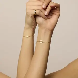 New Cross-border  Small Fresh Fashion Simple Bracelet Suit Couple Casual Peach Heart Bracelet Adjustable Slip Knot Set of 2 for Men and Women Matching  Charm steel jewelry stylish