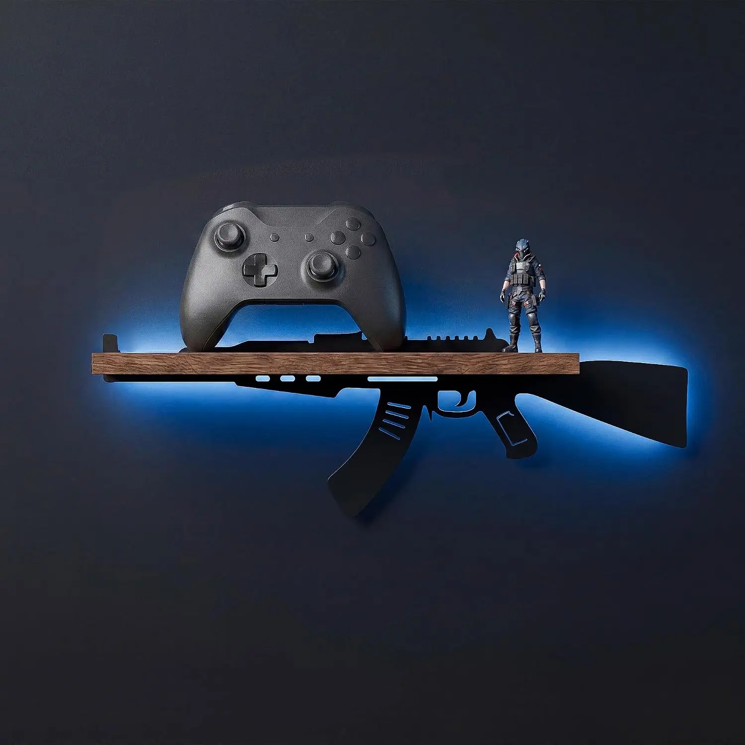 Gun AK47 LED Floating Shelf, Mancave Decor for Men, Game Room Wall Shelf