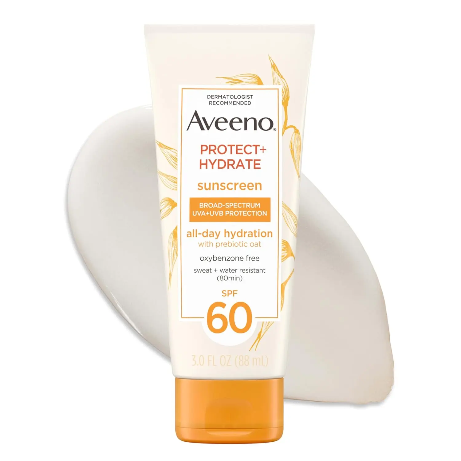 Gentle Protect + Hydrate Broad Spectrum SPF 60 Sunscreen Lotion for Sensitive Skin (Body & Face), Prebiotic Oat, Paraben-Free, Oil-Free, 80-Min Water & Sweat Resistant, 3 Fl Oz