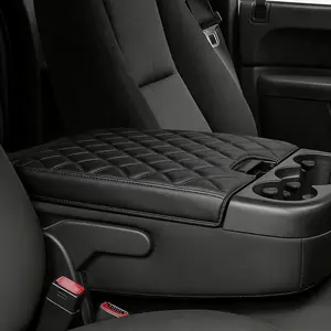 Autorder Center Console Cover for 2007-2013 Chevy Silverado&Tahoe&Suburban&GMC Sierra&Yukon Accessories Armrest Cover Anti-Scratch Middle Console Pad Leather Armrest Protector Black(Jump Seat Only)