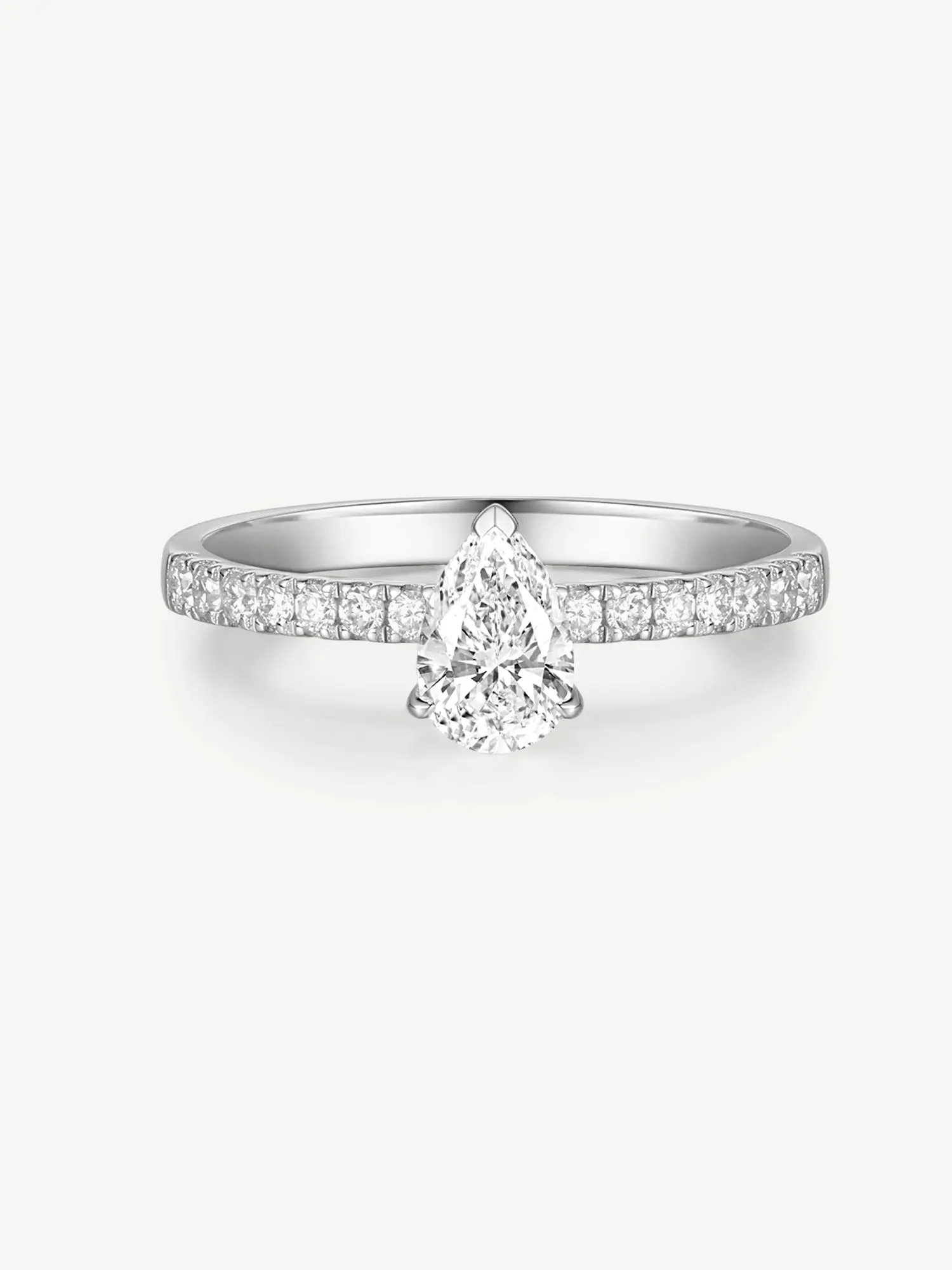 "Radiant Muse" Pear-Cut Lab Grown Diamond Ring in Sterling Silver Engagement Anniversary Wedding Ring for Women (0.3-1 Carat)
