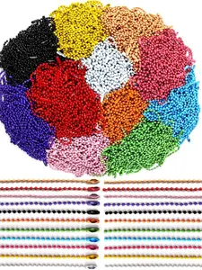 20/100/200 Pcs Ball Bead Chain Keychain Dog Tag Necklace Chains 4.7 inch 2.4mm for Jewelry Making  Metal Ball Bead Chain with Connector for Key Craft DIY Jewelry Making Beading Making