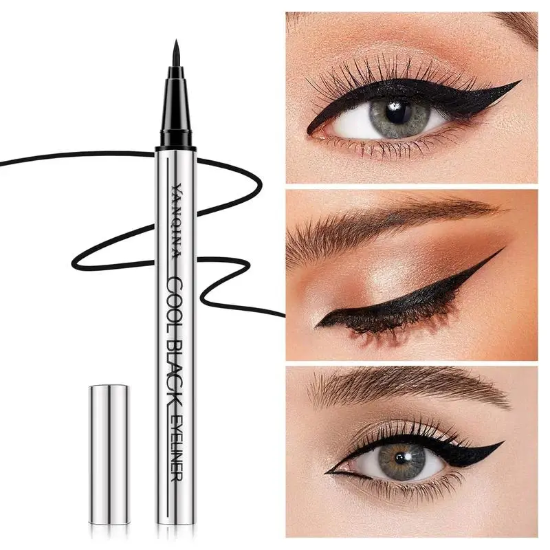 Long-lasting eyeliner, waterproof precision fiber tip, smudge-proof, smear-proof, ultra-creamy silky texture, 24-hour smooth application,effortlessly creates perfect eye lines,Vegan,cruelty-free,Black eyeliner pen,Women's makeup,Lightweight,Christmas Gift