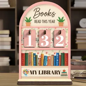 Cute Books Read This Year Counter, Book Tracker Sign, Bookshelf Decor, Book Sign, Book Reading Counter, Book Lover Gift, Bookish Gift, Free Gift Suncatcher, Bookish Things, Easter Ideas 2026