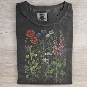 Vintage Wildflower Botanical Graphic Tee, Retro Cottagecore Comfort T-Shirt, Garden Flower Shirt