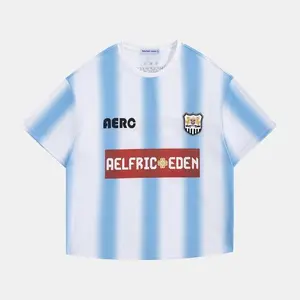Aelfric Eden Football Jersey Tee  Retro Oversized Fit Quick-Dry Fabric Striped Print Unisex Y2K  Streetwear