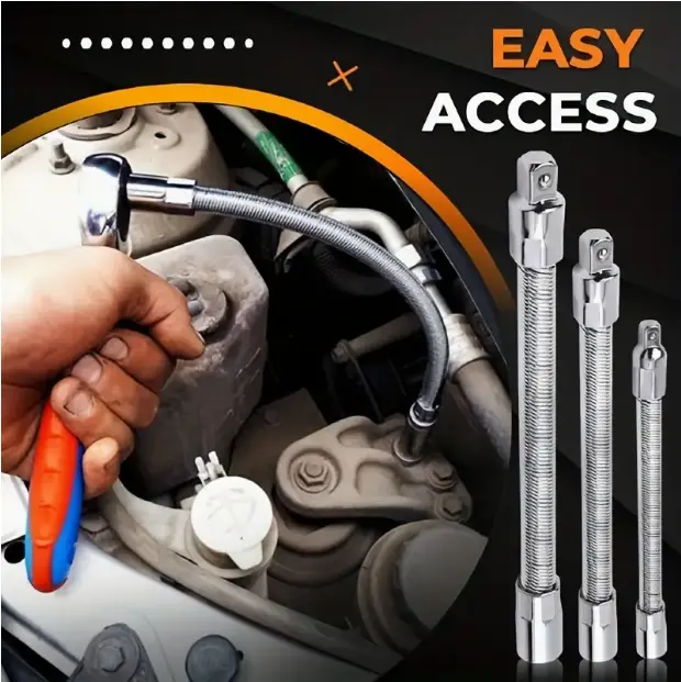 Versatile Electric Wrench Kit - Includes Flexible Shaft, Extension Rod & Force Connector for DIY & Professional Use