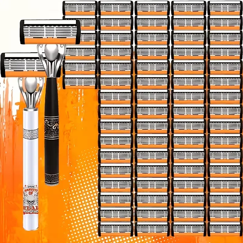 This classic men's razor features 72 ultra-sharp and durable blades, and its advanced design ensures a safe and smooth shaving experience.  It comes with two non-slip handles, making it an ideal gift for holidays and Valentine's Day.