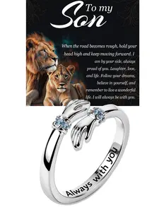 Stainless Steel Embrace Ring Adjustable Hope Ring Birthday Christmas Gift for Son Anti-Fading Jewelry Elegant Style