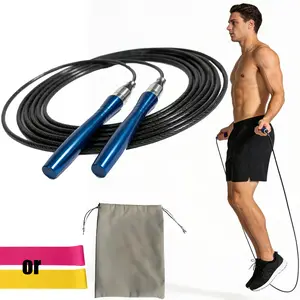 Aluminum Handle Speed Jump Rope (Men & Women): Lightweight Non-Slip + 360° Ball Bearings & Adjustable Tangle-Free Steel Cable – For Daily Use + FREE Storage Bag & Resistance Band