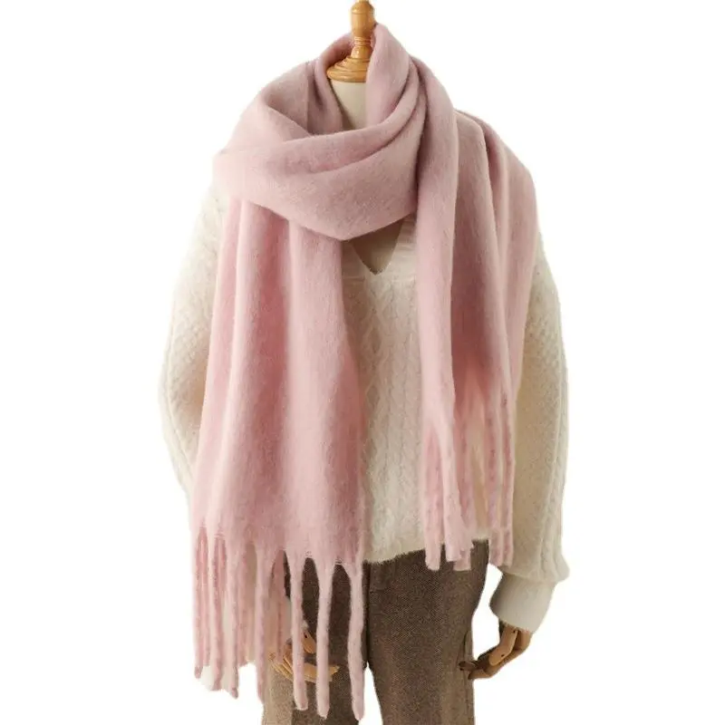 Winter Scarf for Women Containing Cashmere Warm Solid Pashmina Blanket Wraps Female Thick Soft Bufanda Big Tassel Shawl Long Poncho Echarpe 94in x 15in scarf head wrap scarf scarf,Big scarf, big shawl