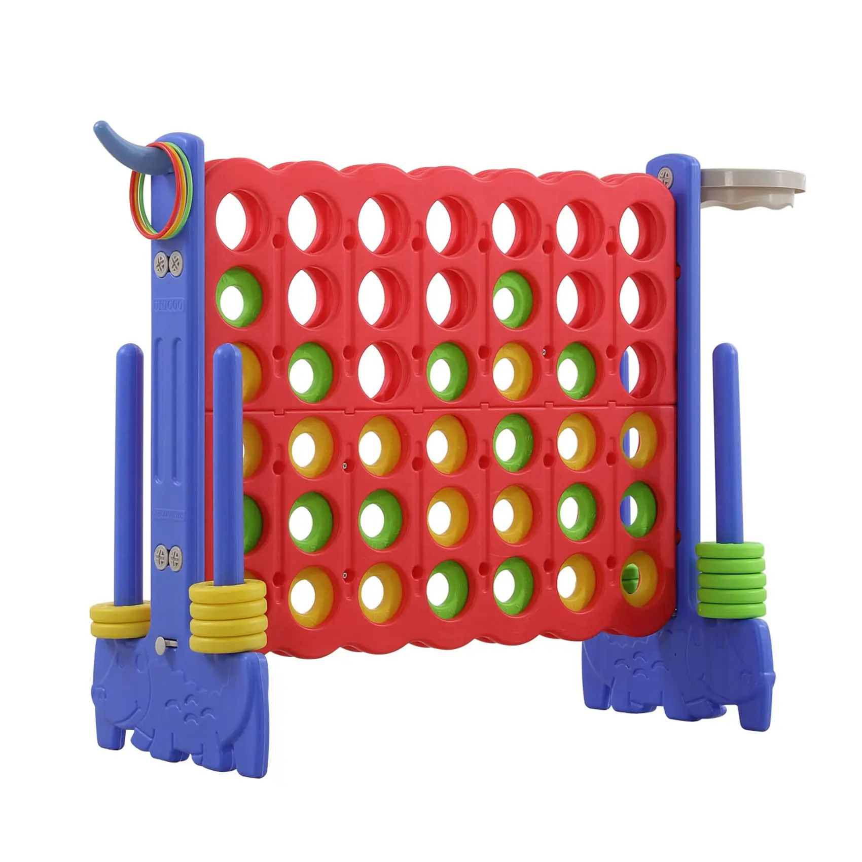 UNICOO Giant 4 in A Row Game with Carry Bag, Basketball Hoop, Ring Toss Game, 4-to-Score Game | Large Outdoor Yard Game, Parties & Gatherings Games Fun