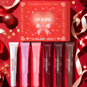 6-Color Moisturizing Lip Gloss Set, Hydrating, Shiny and Glossy, Enhances Lip Color, Gift for Women, Valentine's Day Gift, Glow Gloss