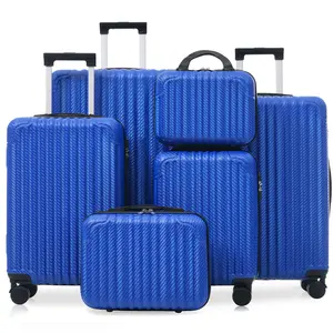 Luggage Set 6-Piece, Durable Hardshell ABS Suitcase with Spinner Wheels, TSA Lock, Side Hooks, Lightweight Carry-On & Checked Luggage