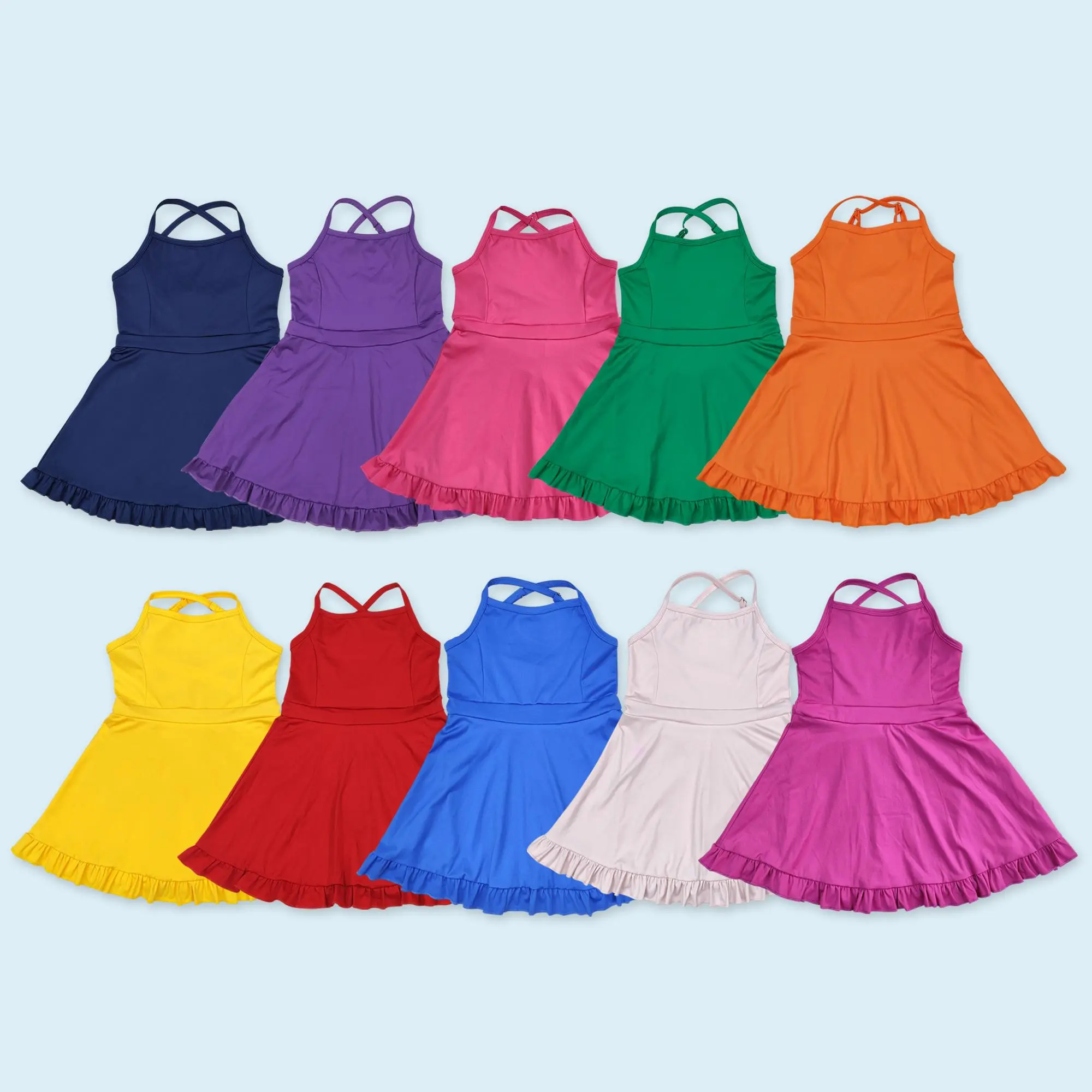 Hot pink girls summer active wear yoga dress casual wear dress