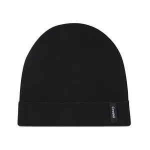 Cuffed Wool Winter Beanie - Unisex Skull Cap for Cold Weather - Black, 76% Acrylic, 14% Wool, 10% Nylon, Soft & Stretchable, Imported