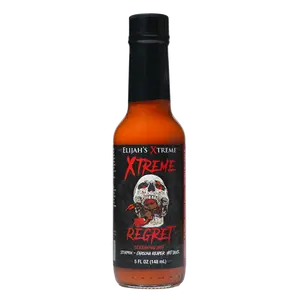Elijah's Xtreme Regret Hot Sauce - Carolina Reaper & Trinidad Scorpion, Extreme Heat About 800,000 SHU, All Natural, Vegan, Gluten Free, 5 oz Bottle