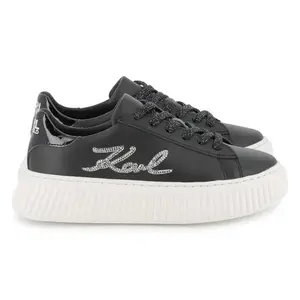 Karl Lagerfeld Black Platform Lace Up Sneaker