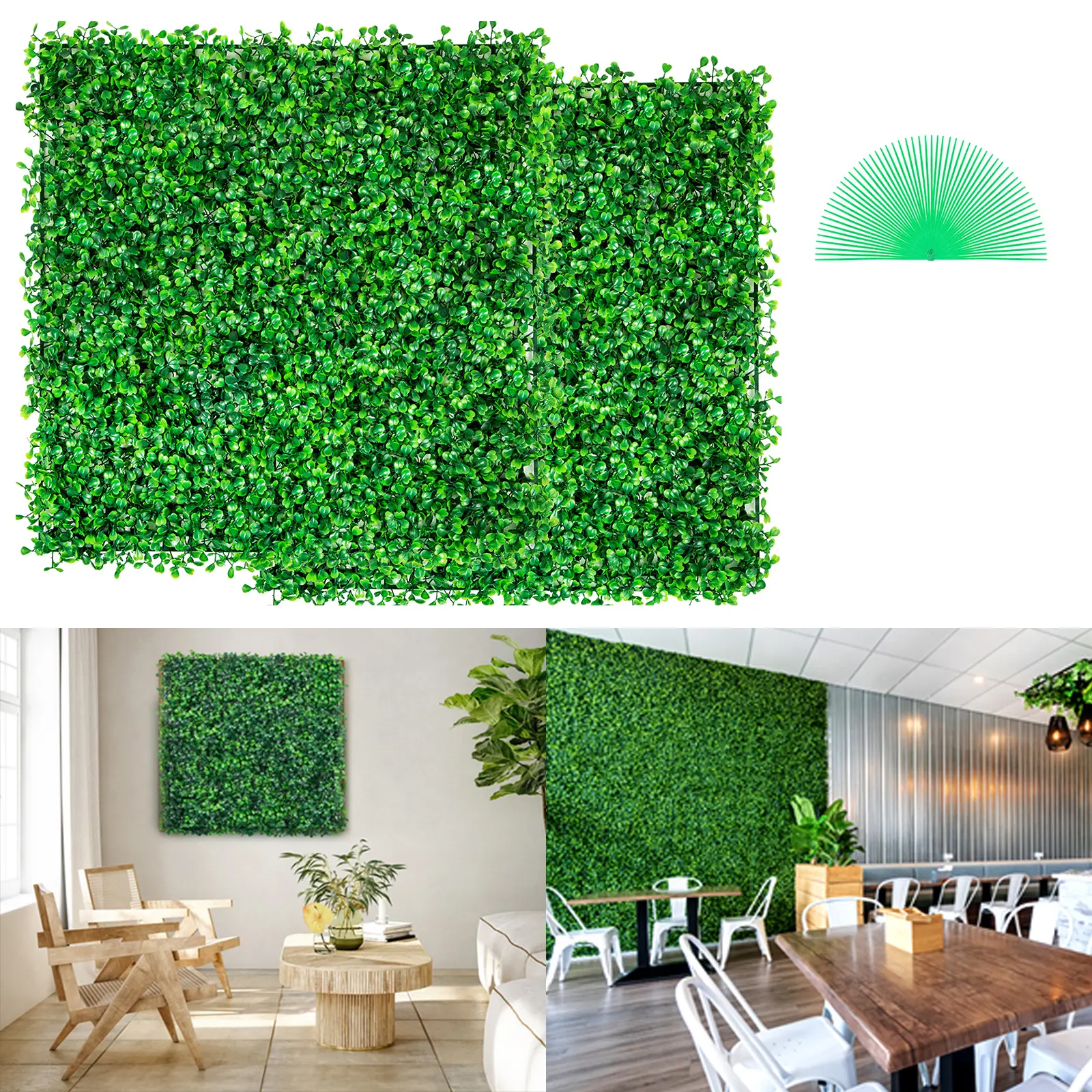 【summerfinds】VEVOR 12PCS 10x10in Decorative Artificial Boxwood Panels - UV-Protected Artificial Shrubbery, Hedge Wall Mat, Privacy Screen, Wall Decor, Outdoor Decor, Living Room Decorations for Garden Fence Backyard, Backyard Decor