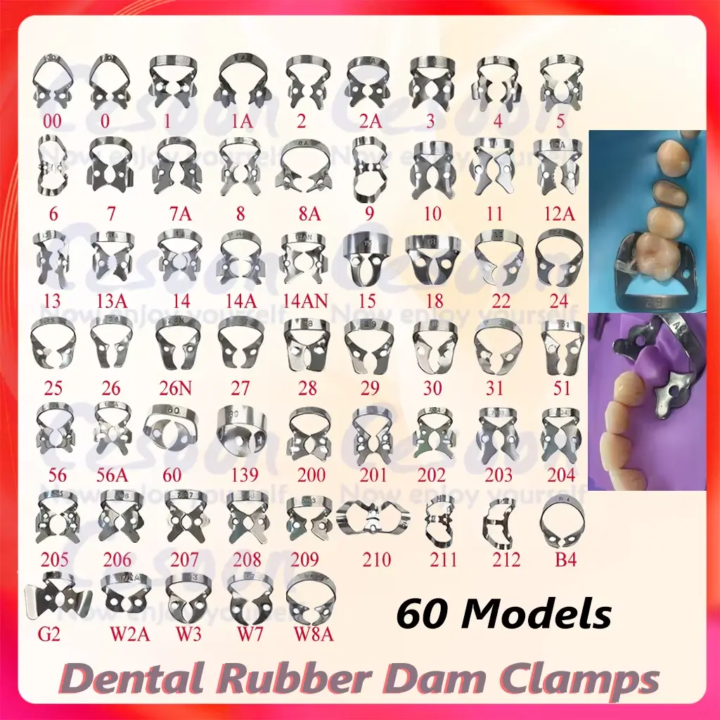 1PC/Pack Dental Rubber Dam Clamps 50 Sizes Barrier Clip Restorative Dam Clip Holder For Oral Orthodontic Material Equipment Tool