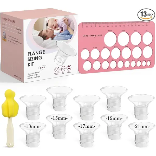 Flange Sizing Kit 3-in-1 (13mm–21mm) for 24mm Electric Breast Pump 10PCS Soft Silicone Flange Inserts for Comfortable Pumping BPA-Free Breast Shield Reducers for Moms Universal Fit Breastfeeding Accessories