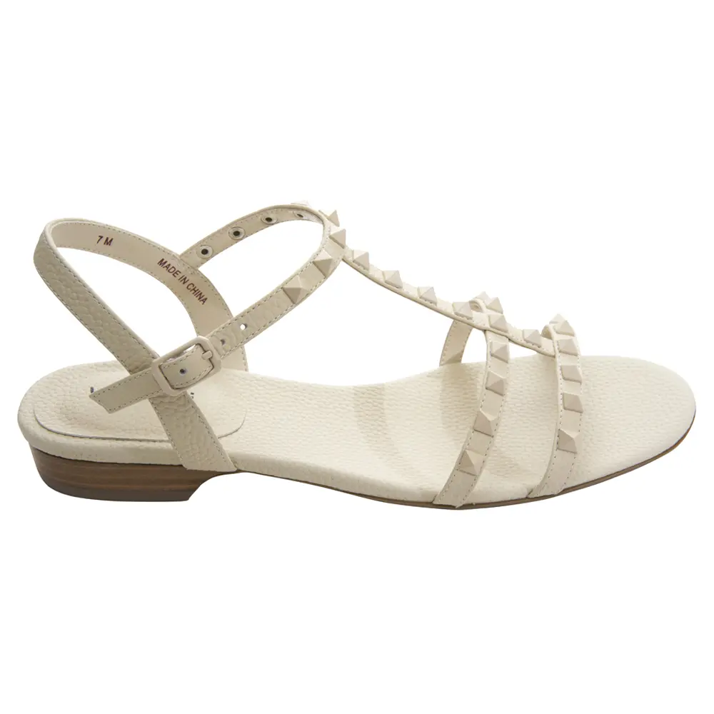 VANELi Womens Brunel Studded Flat Strappy Casual Sandals Casual - Off White