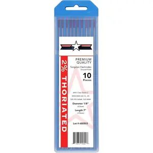 2% Thoriated TIG Welding  Electrodes 1/8x7 10-Pack