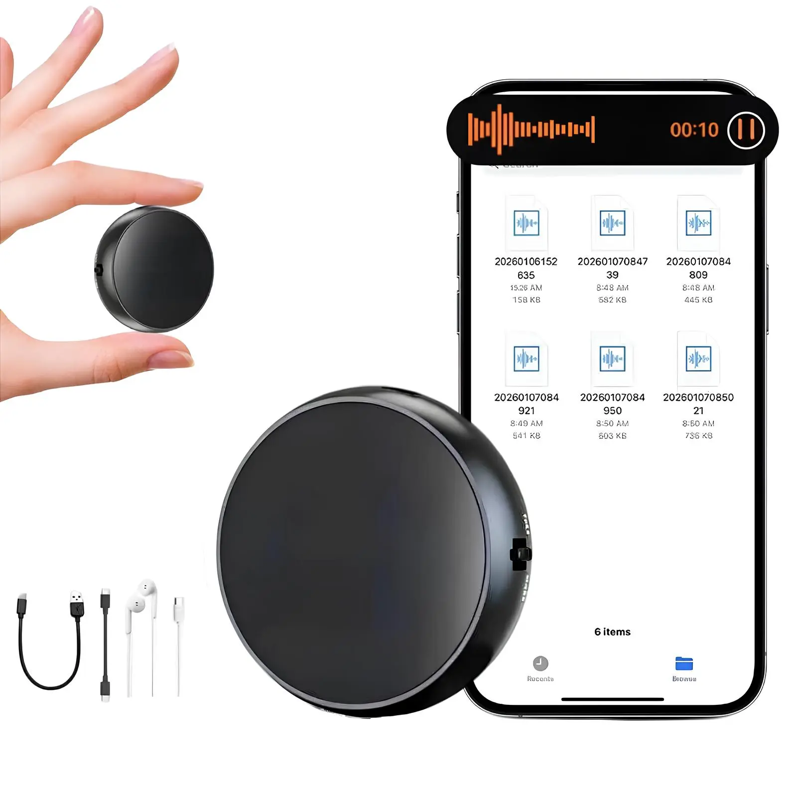 Rechargeable Mini Pen Ultra Magnetic Voice Recorder for Car Interior Decoration, Portable Wireless, 420mAh Long Battery, HD Noise Reduction, 1-Touch Recording, Large Storage, OTG Smart Function