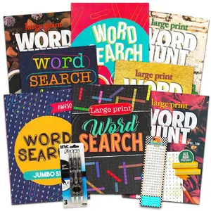 8 Large Print Word Search Books for Adults, Seniors - Set of 8 Jumbo Word Hunt Puzzle Books with Large Print Plus Pen and Magnifier (Over 700 Word Find Puzzles)