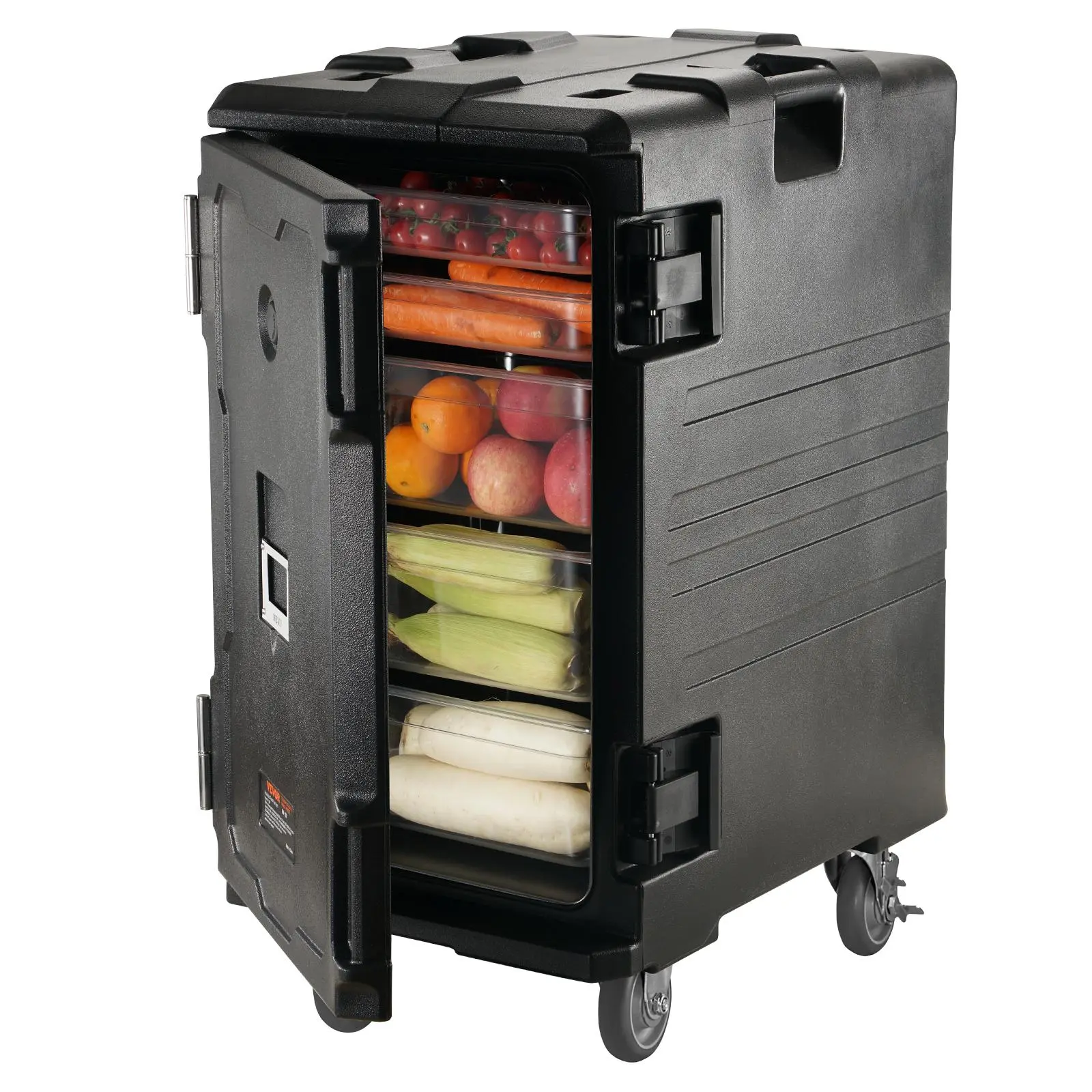 VEVOR Insulated Food Pan Carrier,  109 Qt Hot Box for Catering, LLDPE Food Box Carrier with Double Buckles, Front Loading Food Warmer with Handles, End Loader with Wheels for Restaurant, Canteen, etc.#BackToSchool