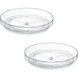 2 Pack 9 Inch Clear Acrylic Lazy Susan Organizers for Cabinet, Kitchen, Pantry, Bathroom, and More