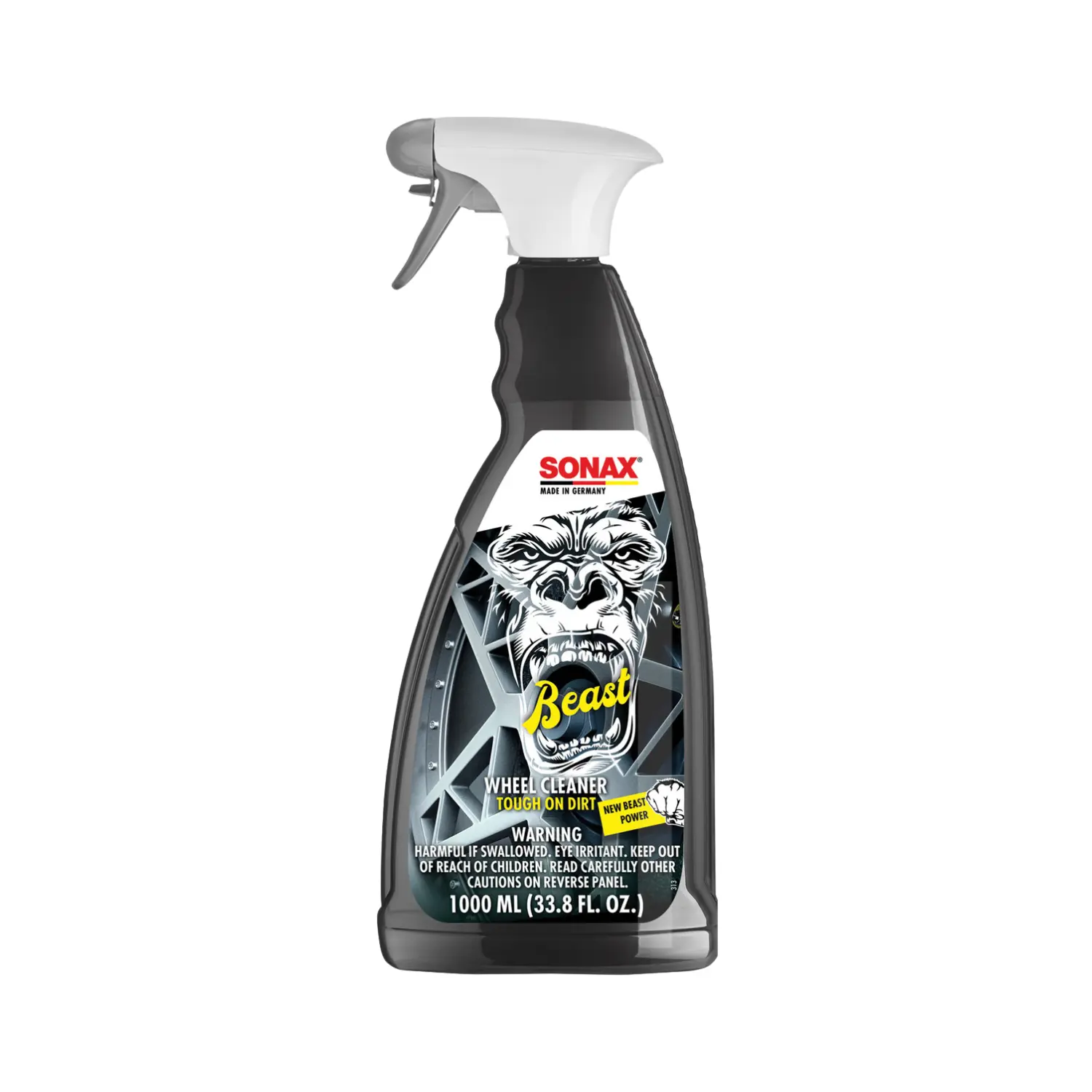 SONAX Beast Series Wheel Cleaning Liquid - 1L (1000ml) Fresh Light-Alloy Solution, Gentle Soiling-Removing Formula for Tyre Care & TPMS-Equipped Rims