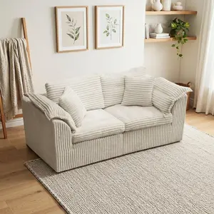 QIMENG L-Shaped Boneless Modular Sectional Sofa with Ottoman & Pillows, Deep Seat Cloud Sectional Couch, Removable Covers, Soft Cushion Support, High Back Linen Beige Indoor Living Room Furniture, Multi-Package Shipping, Boneless Sectional Couch summervib