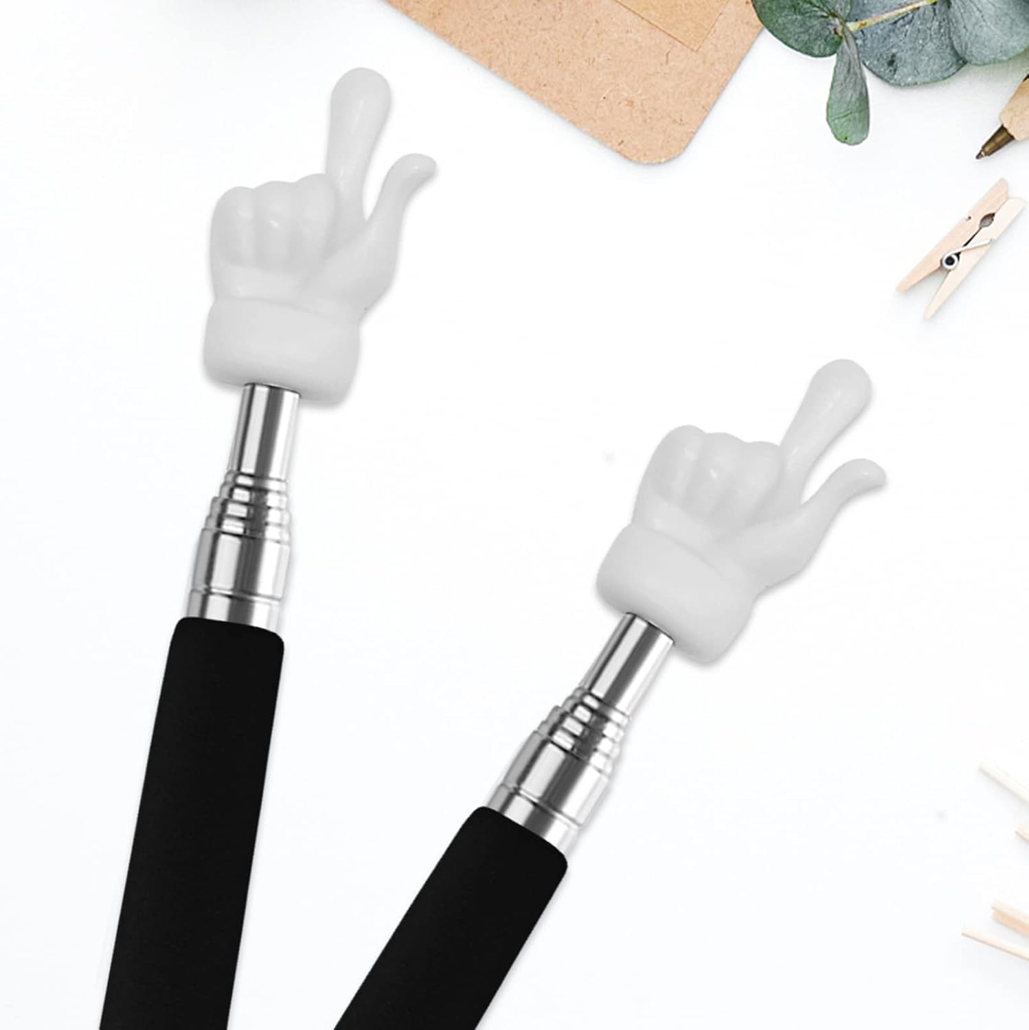 MUNBYN 2Pcs Telescopic Teachers Pointer - Extendable Hand Pointer Stick, Mini Retractable Classroom Pointer for Elementary & Kindergarten Teachers. Ideal for Classroom Supplies and Office Gadgets