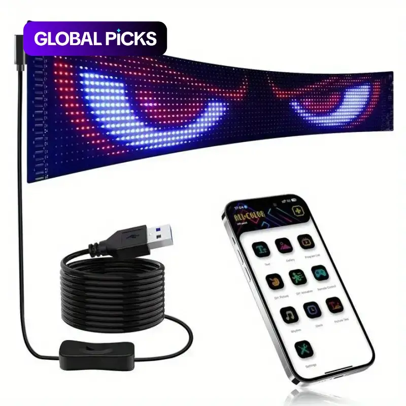 Customizable USB LED Sign, Flexible LED Display with Remote & App Control, DIY Text Animation for Trucks, Cars, Bars, Hotels, and Stores, Illuminated Grill Emblem, Automotive Decoration, Aesthetic Car Accessory #GLOBAL PICKS