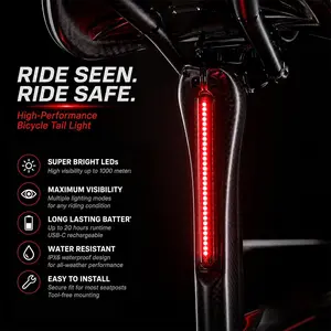 【7-Day Hassle-Free Returns and Refunds】New road bike seatpost streamlined taillights，Smart Bike Taillight: 142 Light/Music Modes, is waterproof, 72H Battery, APP & Magnetic Control for Ultimate Night Safety
