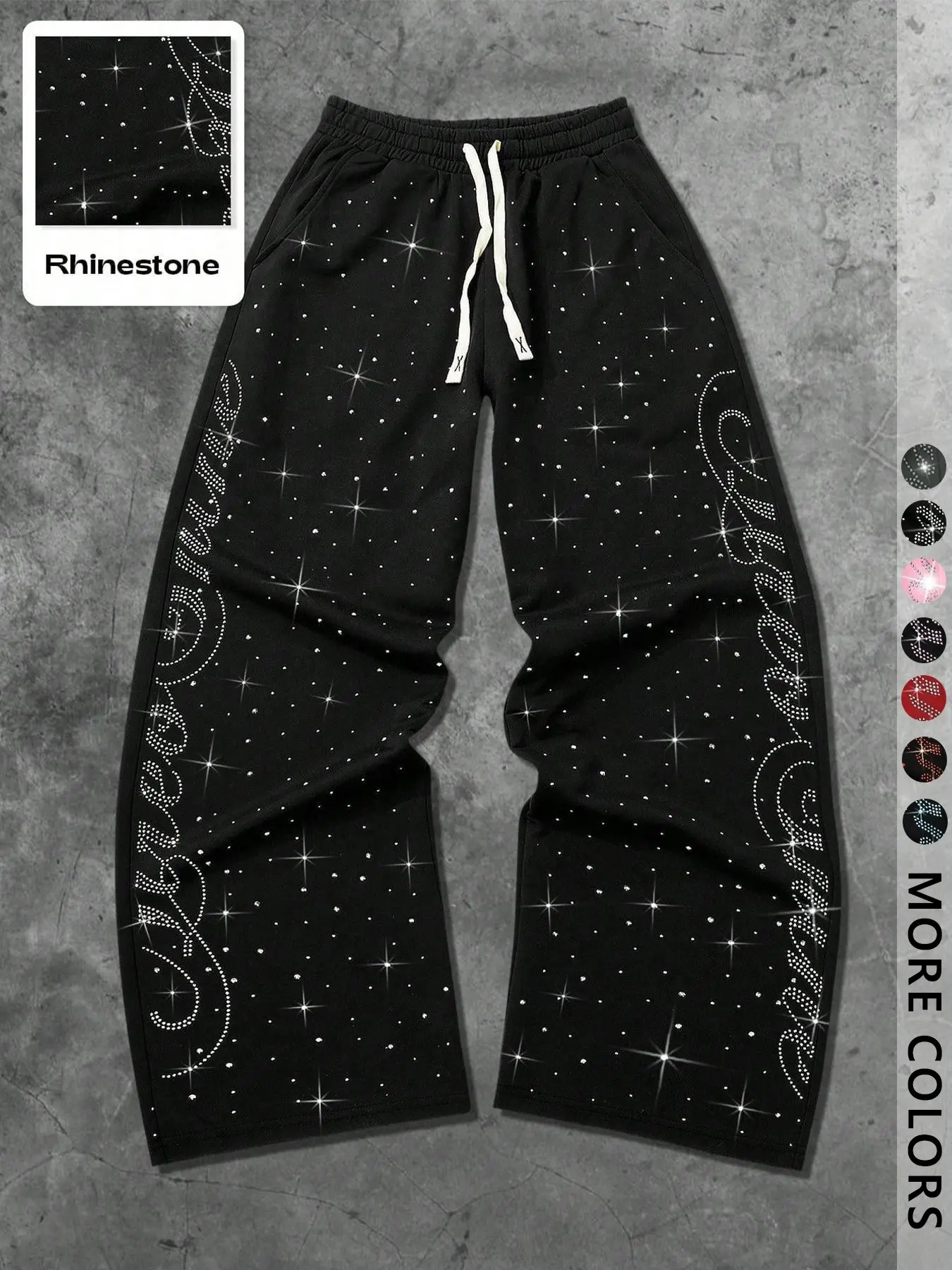 Unisex Rhinestone Starry Sky Sweatpants, Streetwear Fashion, Trendy Simple Design, Perfect for Hip Hop, Rap, Gym, Outdoor Activities, Athleisure Style Bottoms, Athletic Casual Pants, Casual Sportswear Pants