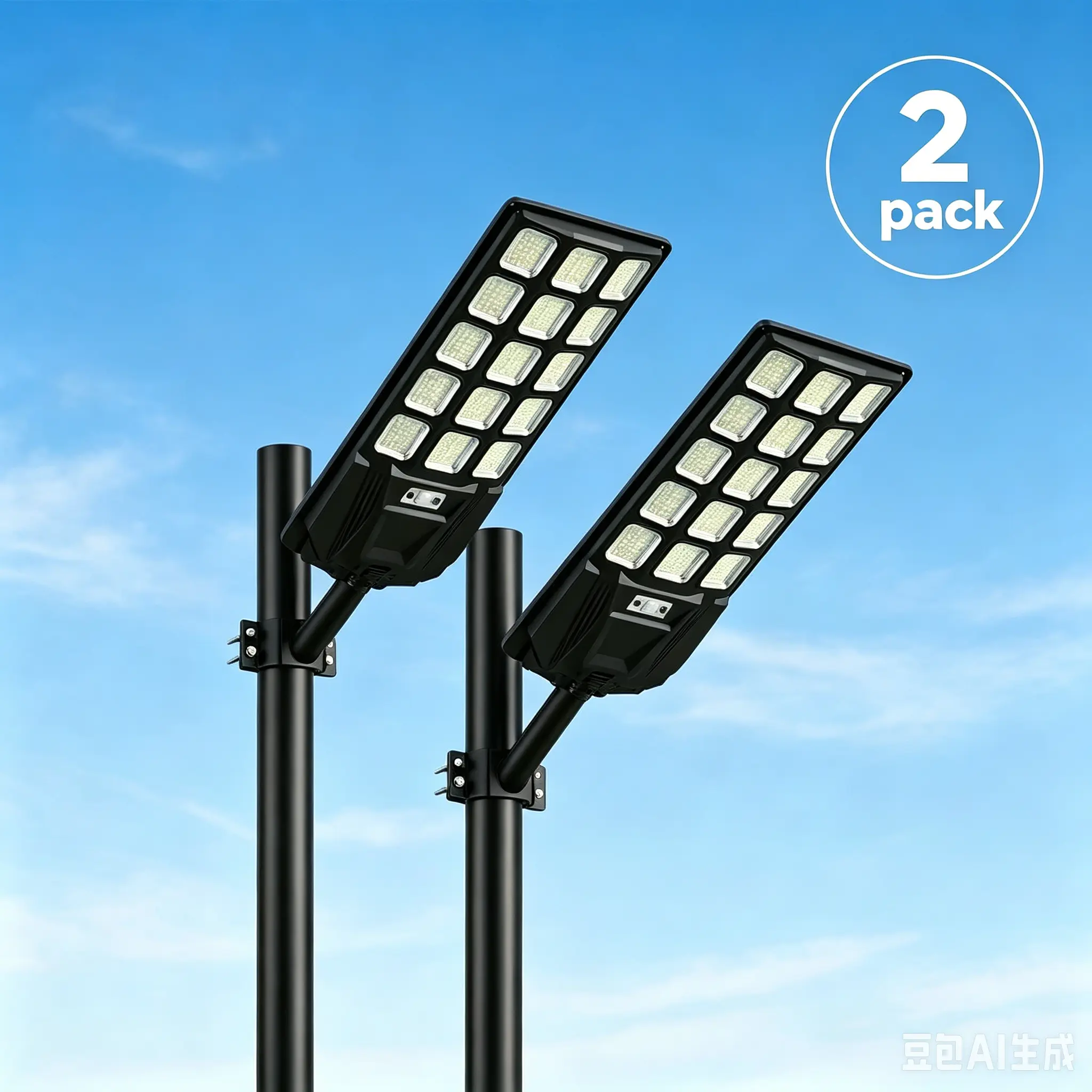 2 Pack Solar Street Light with Motion Sensor,Remote Control,IP66 Waterproof Security Light,for Wall Mount, Entryway, Driveway,Garden