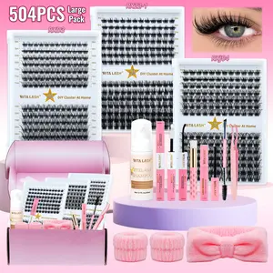 RITALASH 504Pcs Lash Extension Kit DIY Lash Extension Kit Individual Lashes Clusters Kit D Curl Eyelash Extension Kit With Bond And Seal And Lash Applicator Tool Lashes Kit For Daily Use Party Travel Or As A Gift For Your Family And Friends lash Clusters