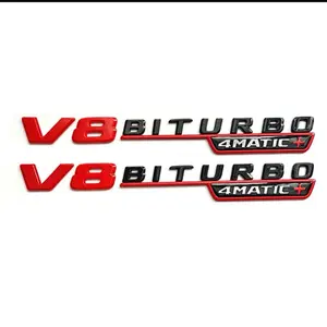 V8 BITURBO 4MATIC+ Plus Fender AMG Emblem Red Black Mercedes GLE63 C63 S63 GT63