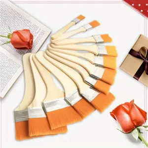 12Pcs Nylon Paint Brushes with Short Wooden Handles, Lightweight for Gouache, Acrylic Painting, Wall Art, DIY Crafts - Medium Point, Art Supplies for art, gouache, acrylic, wall decoration - Home Improvement.