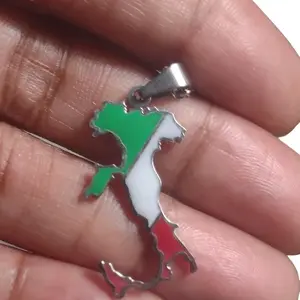 Stainless Steel Italy Flag Pendant - Tarnish Resistant Chain Necklace, 20 Inch Long, Cute Gift, Gift Box, Christmas Gift, Black Friday