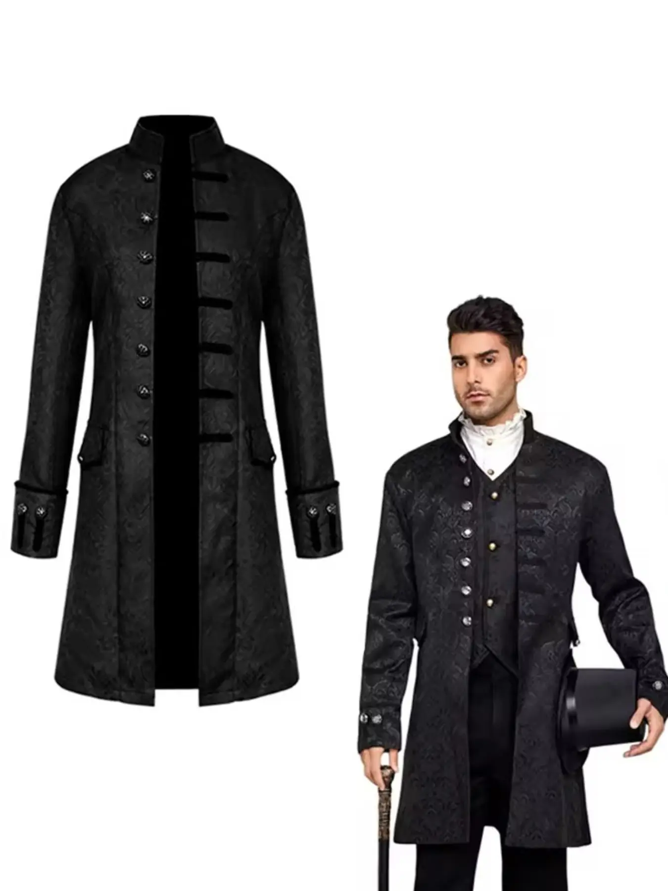 Adult Men Long Gothic Coat Steampunk Hooded Coat Dig Vampire Creator Cosplay Costumes for Halloween Outfit Festival Trench Coat Gothic Clothes Costume For Parties