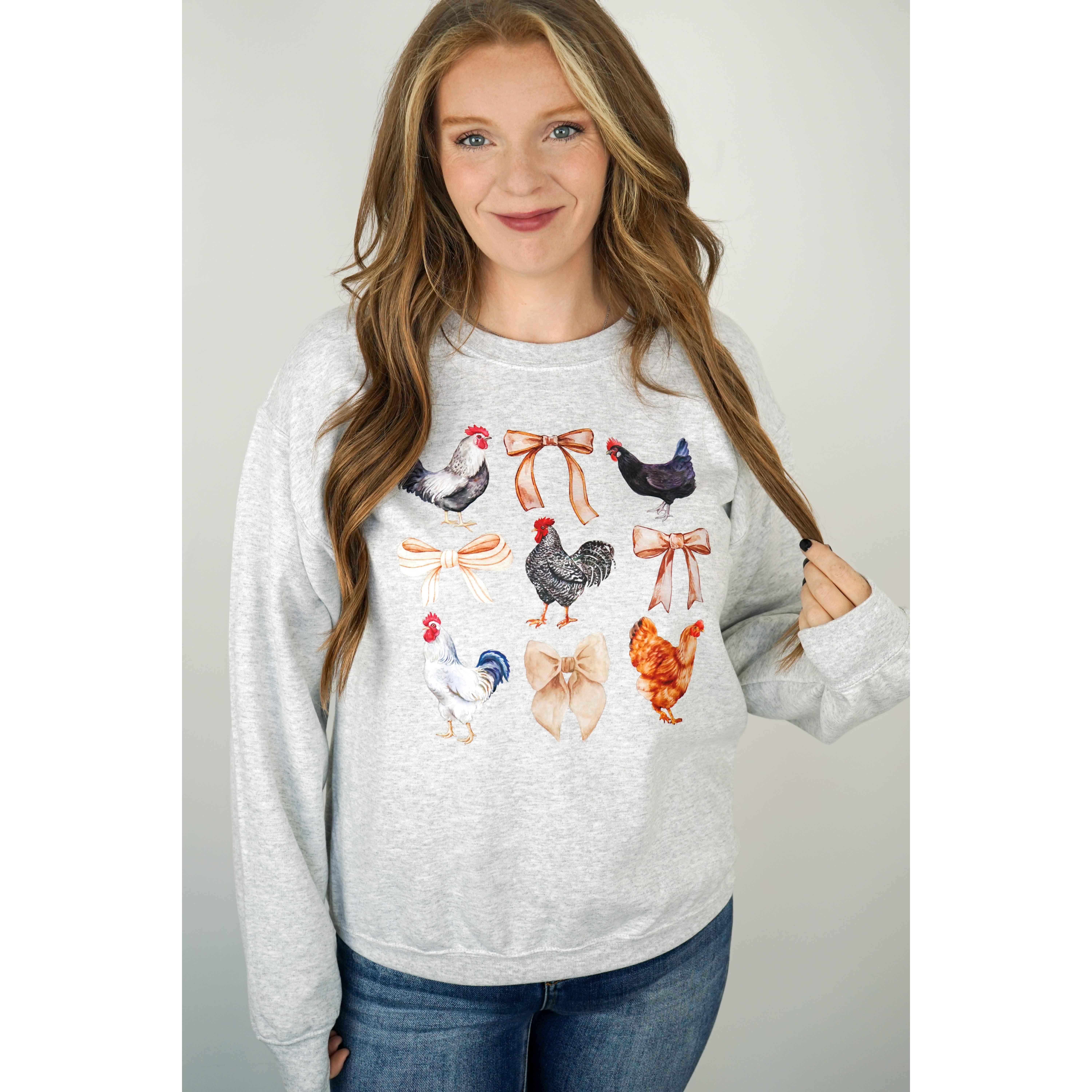 Chickens and Bows Crewneck Sweatshirt