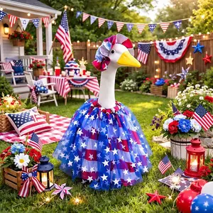 250th Anniversary Set American Flag & Star Goose Costume Independence Day Porch Goose Suit Sheer Dress Hat Fun Garden Festival Party Decoration Supplies Party Decor Decorations