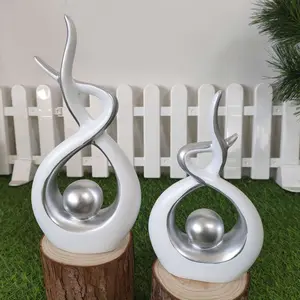 Silver Color Minimalist Art Resin Decorative Figurine, Garden Patio Living Room Bedroom Decoration, Elegant Home Accessories, Ornaments, Decorative Statue